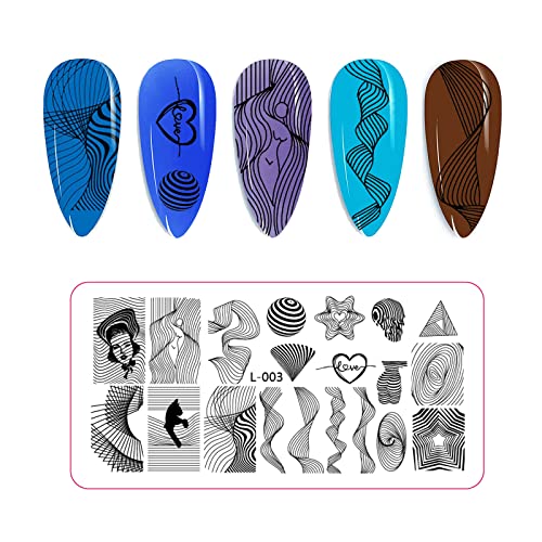 Lizif Nail Stamping Plate Kit,1 Nail Stamper, 8 Nail Art Stamp Plates, 2 Scrapers, Nail Art Stamp Kit Template For #TOP4