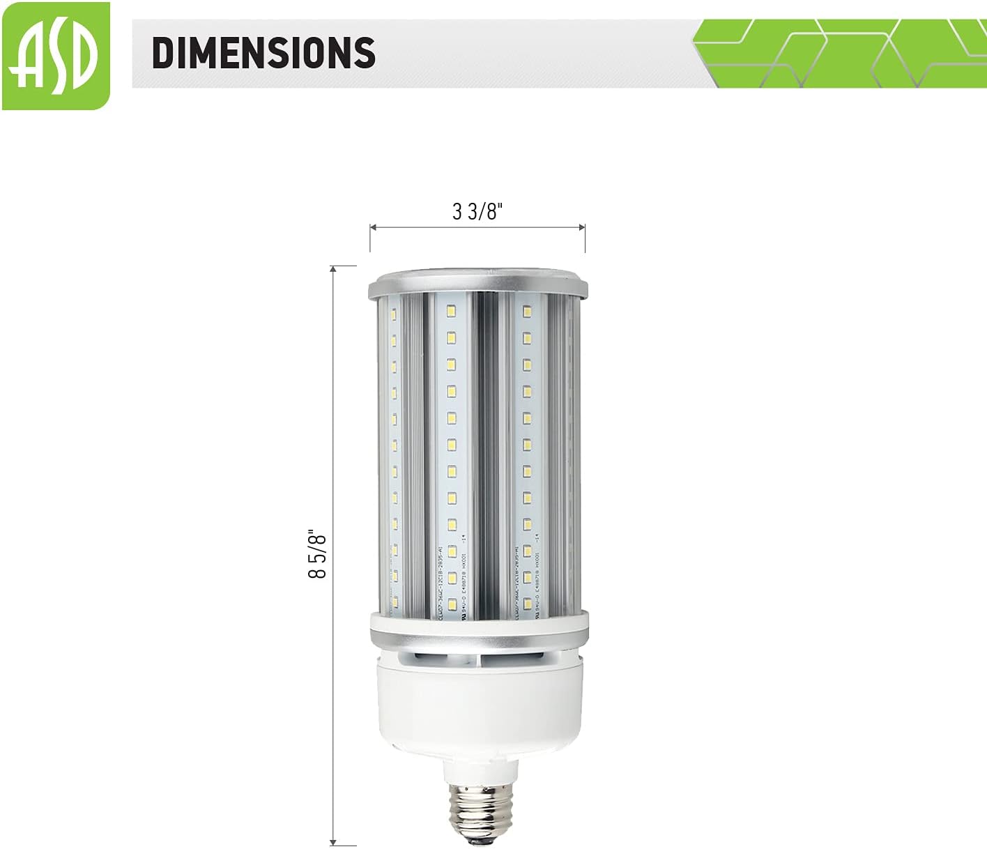 ASD LED Corn Light Bulb EX39 36W 5000K Daylight 3840Lm - High Voltage 200-480V UL & DLC - Replacement for 60W Metal Halide Bulbs - Outdoor LED Light Bulbs Corn Lamp with EX39 Mogul Base