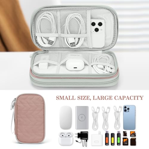 Image of FYY Electronic Organizer, Travel Cable Organizer Bag Pouch Electronic Accessories Carry Case Portable Waterproof Double Layers All-in-One Storage Bag for Cable, Cord, Charger, Phone, Pattern Pink (M)