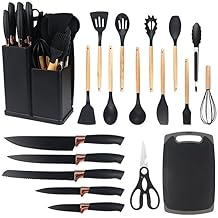 Deronder Kitchen Utensil Set, Cookware Tool Set, Silicone Utensils, 19 Piece Set, Non-Stick Cooking Spatula, with Storage, Combination Set, Silicone Material, Food Grade Cutting Board, Kitchen Tool