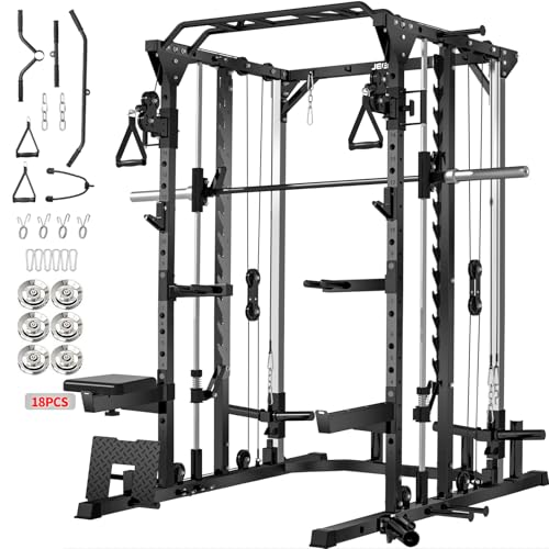JEEKEE Power Cage with Smith Machine and Attachments