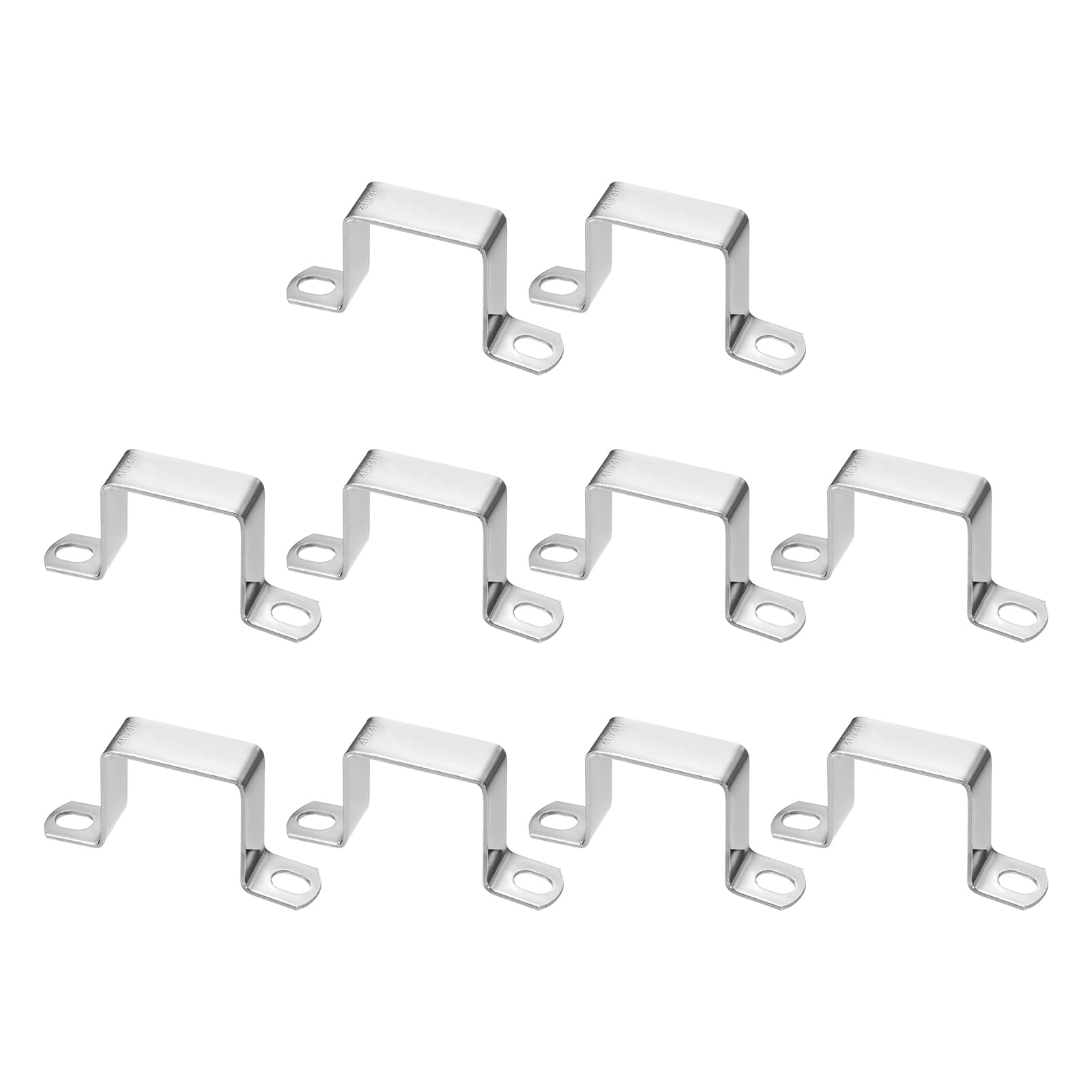 sourcing map 10pcs Square Pipe Clamp 40x40mm 304 Stainless Steel Square Tube Buckle U Shaped Tube Clamp Strut Connector for Pipe Hose Cable, Silver