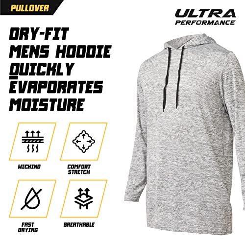 Ultra Performance Mens 3 Pack Dry Fit Long Sleeve Pullover Hoodies, Moisture Wicking Active Tech Workout Shirts Sweatshirts #TOP4