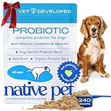 Native Pet Probiotics for Dogs - Dog Probiotics Powder for Digestive Health, Gut Support, & Immune Boost – Vet-Formulated Powder for Maximum Potency with Digestive Enzymes & Prebiotics - 240 Scoops
