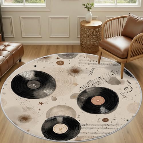 Tapete redondo vintage 4 pies vinilo no deslizante
