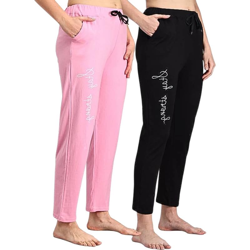 Tora Women Cotton Blend Pack of 2 Track Pant for Summer || Women Lower || Women Pyjama || Lounge Pants-image-21