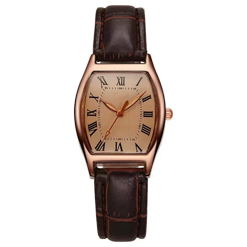 Roman Quartz Watch for Women with Simple Dial and Leather Strap, Casual Ladies Wristwatch-image-33