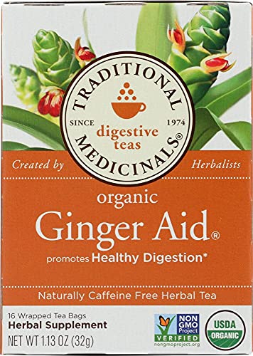 Traditional Medicinals Organic Ginger Aid Herbal Tea, Promotes Healthy Digestion, (Pack of 1) - 16 Tea Bags : Black Teas