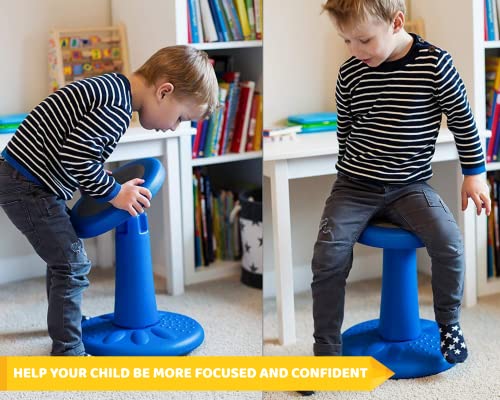 Image of Studico ActiveChairs Kids Wobble Chair, Flexible Classroom Seating Improves Focus, Posture & Helps ADHD /ADD. Get The Wiggles Out, Active Fidget Desk Chairs, Pre-Teen 17.75 inch Stool, Ages 7-12, Blue