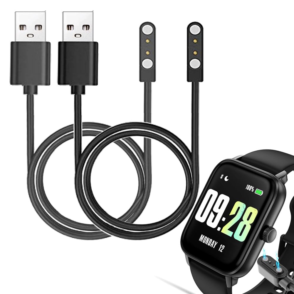 smaate smart watch Cables Compatible with KEEPONFIT IDW21 1.85” smart watch, 2-Pack