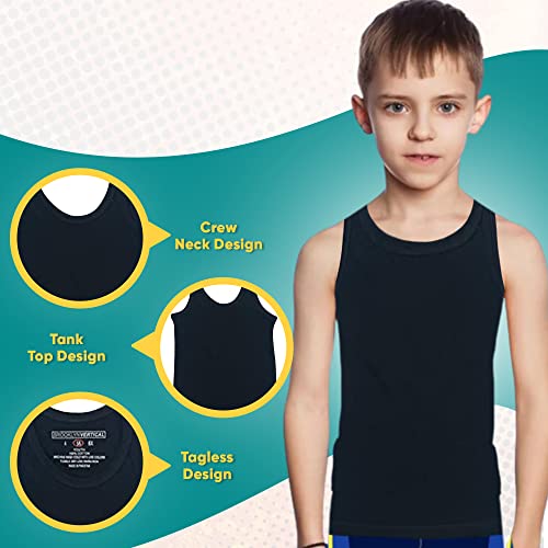 BROOKLYN VERTICAL Boys 4 Pack Undershirt Tank Top - Tagless Cotton Super Soft Runs Small2