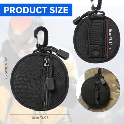 Image of ZIBUYU Outdoor Portable Coin Bag Small Zipper Pouch with Carabiner, Double Layer Oxford Cloth Anti-Theft Small Essentials Storage Bag for Keys, Cash, Earbuds, Backpack