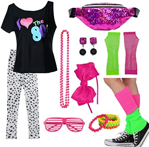 Kids 1980s Accessories I Love The 80's T-Shirt Outfit with Fanny Pack (14-16, 03)
