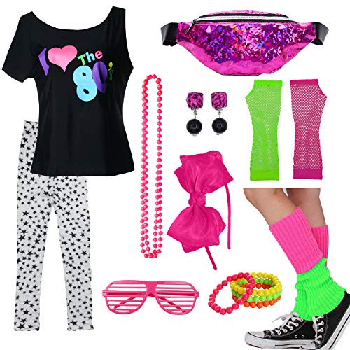 Kids 1980S Accessories I Love The 80'S T-Shirt Outfit With Fanny Pack (14-16, 03) #TOP1