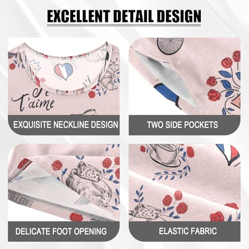 Pajama Short Sets France Paris Soft Cotton Summer Sleepwear 2 Piece PJS Size 5-14T3