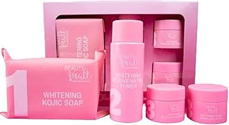 Beauty Vault Whitening & Maintenance Set - Mild Kojic Soap, Maintenance Toner, Night Cream, Sunblock Cream