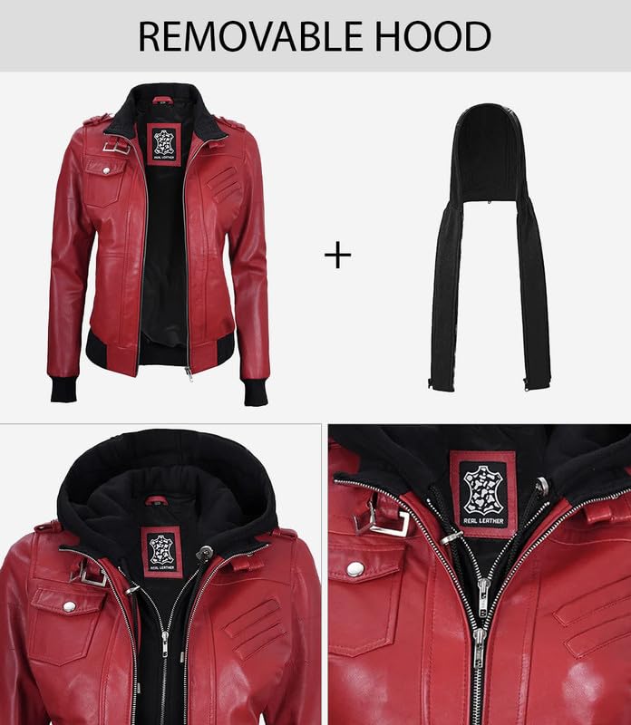 Blingsoul Leather Jacket Women - Real Lambskin Womens Leather Jackets With hood3