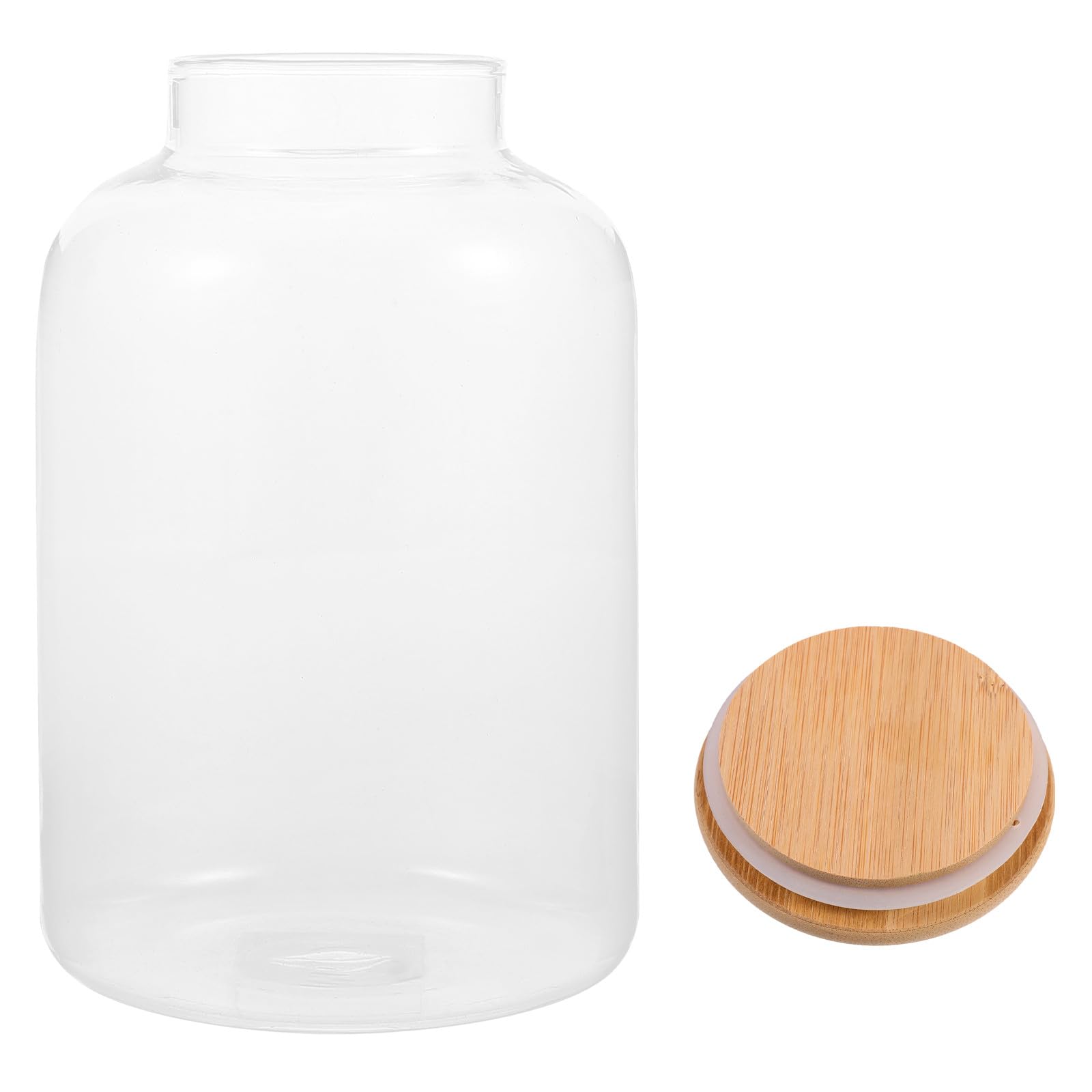 Vorratsglas und Praktische Versiegelung Luftdichter Glas Aufbewahrungsbehälter Borosilikatglas mit Holzdeckel Hohe Härte für Getreide und Hülsenfrüchte für Küche