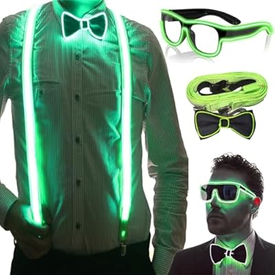 YeahBoom Tirantes y Pajarita LED Luminosos para Festivales y Fiestas, Halloween, Navidad, Decoración de Party con Luz Neon | Ya disponible en tu tienda friki favorita! En mundofriki.es!