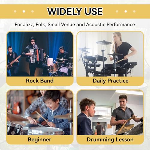 3Pairs Wood Brush Drum Sticks, 16inch 19 Bundle Rods Drumsticks Drum Brushes Sticks Rod Drumsticks Music Instrument Accessory for Jazz, Folk, Small Venue and Acoustic Performance (Yellow)