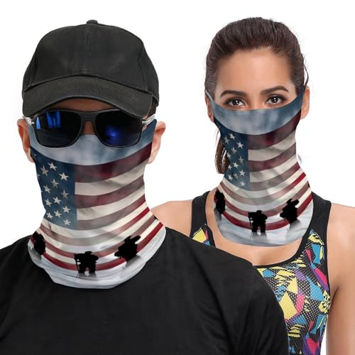 Neck Gaiter American Flag Face Mask for Travel Face Cover Scarf for Men Women Elastic Headbands Wind-proof Bandana for Skiing Fishing Hiking Cycling