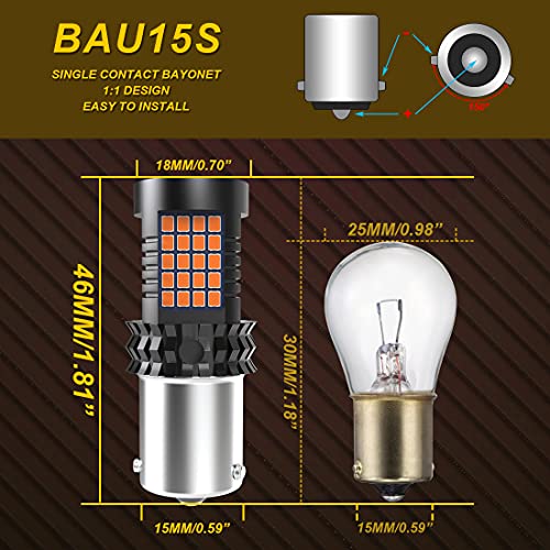 Natgic Amber Bau15S(150°) Py21W Led Bulbs Yellow Canbus Error Free Turn Signal Light Built-In Resistor No Hyper Flash No Error For Blinker Light Indicator Light Side Marker Light 2000Lm 21W(Pack Of 2) #TOP6