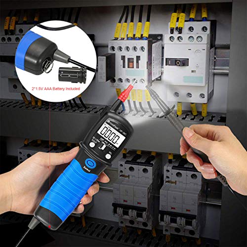 Pen Type Digital Multimeter, Small Size Electrical Tester 6000 Counts Auto-Ranging Ac/Dc Voltage Tester For Continuity Test Voltmeter Resistance Diode Tester With Data Hold, Backlight Rq-38C #TOP5