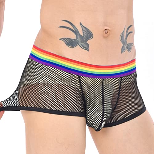 Men'S Bikini Panties Sexy Sexy Mesh Men'S Panties Hollow Boxers Shorts See Through Underwear3