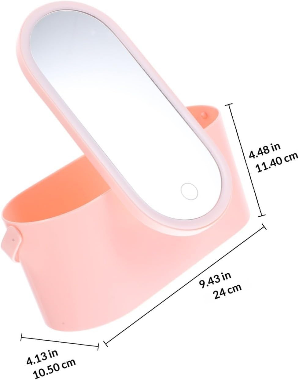 Handheld Makeup Box with LED Mirror, Adjustable Angle, Abs Glass image 2