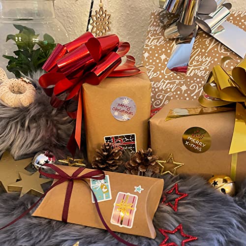 Oblique Unique® Geschenk Schleife mit Geschenkband Glänzend für Geschenke Tüten Zuckertüten für Weihnachten zum Basteln Dekorieren Verzieren UVM. (Gold)