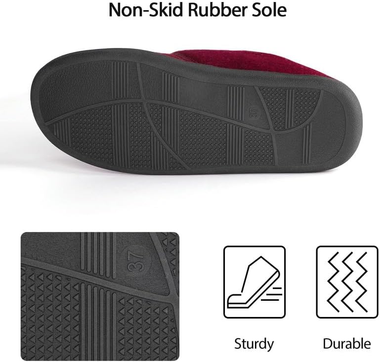 TIESTRA Warm Slippers Men's Winter Plastic Lambskin Diabetic Slippers Wide Foot Felt Slippers with Memory Foam Sole, Felt Men's Slippers with Flat image 4