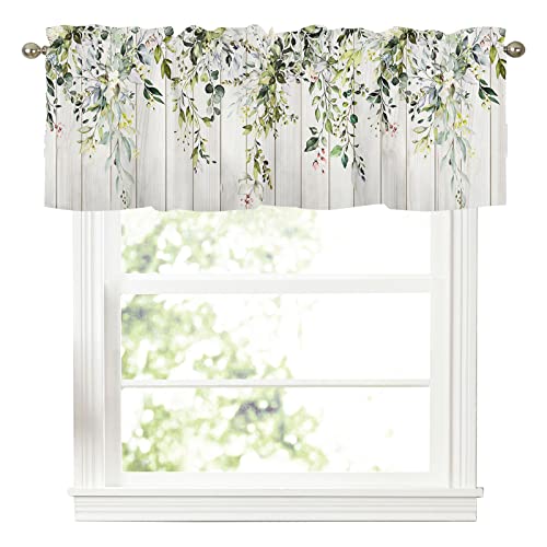 Spring Sage Green Eucalyptus Leaf Curtains Valances for Windows Valance