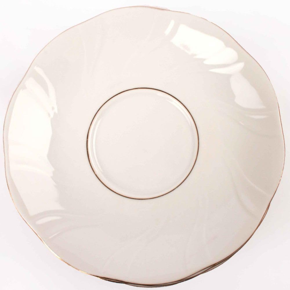 Juego de boles (24 piezas) consomé de porcelana blanca Lubeck, 12 boles consomé con asas (35 cl), 12 platillos para tazas, con filo de oro