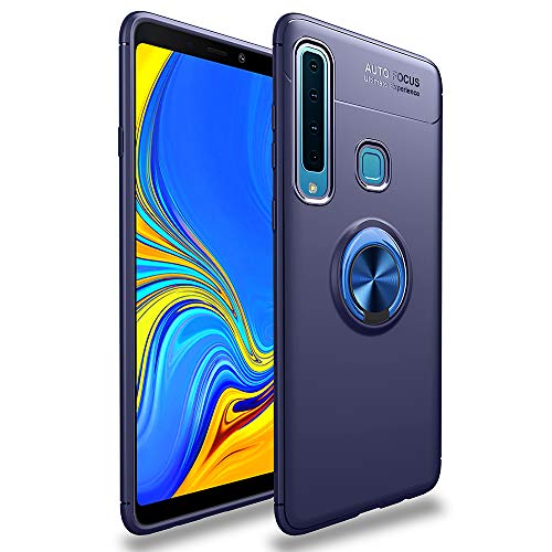 Avalri Compatible for Samsung Galaxy A9 2018 Case, Thin Soft Full Protective 360 Degree Rotating Ring Kickstand Cover with Magnetic Car Mount for Galaxy A9 2018 (Blue)