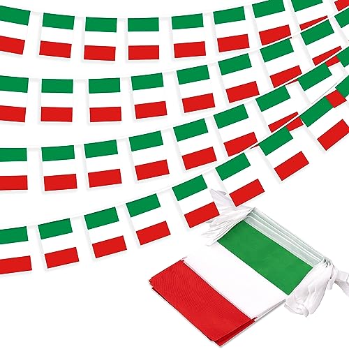 Guirlande de fanions italiens - Petit drapeau italien - Décoration de campagne nationale pour l'école, les fêtes, les événements sportifs, les festivals...