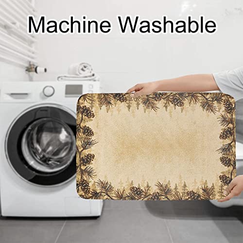 DEPILA Badezimmer 3-teiliges Badezimmerteppich-Set mit Tannenzapfen-Bordürendruck 3-teiliges Badezimmerteppich-Set Badematte + Kontur + Toilettendeckelbezug Badezimmer-Antirutsch-Pad Sets – Bild 8