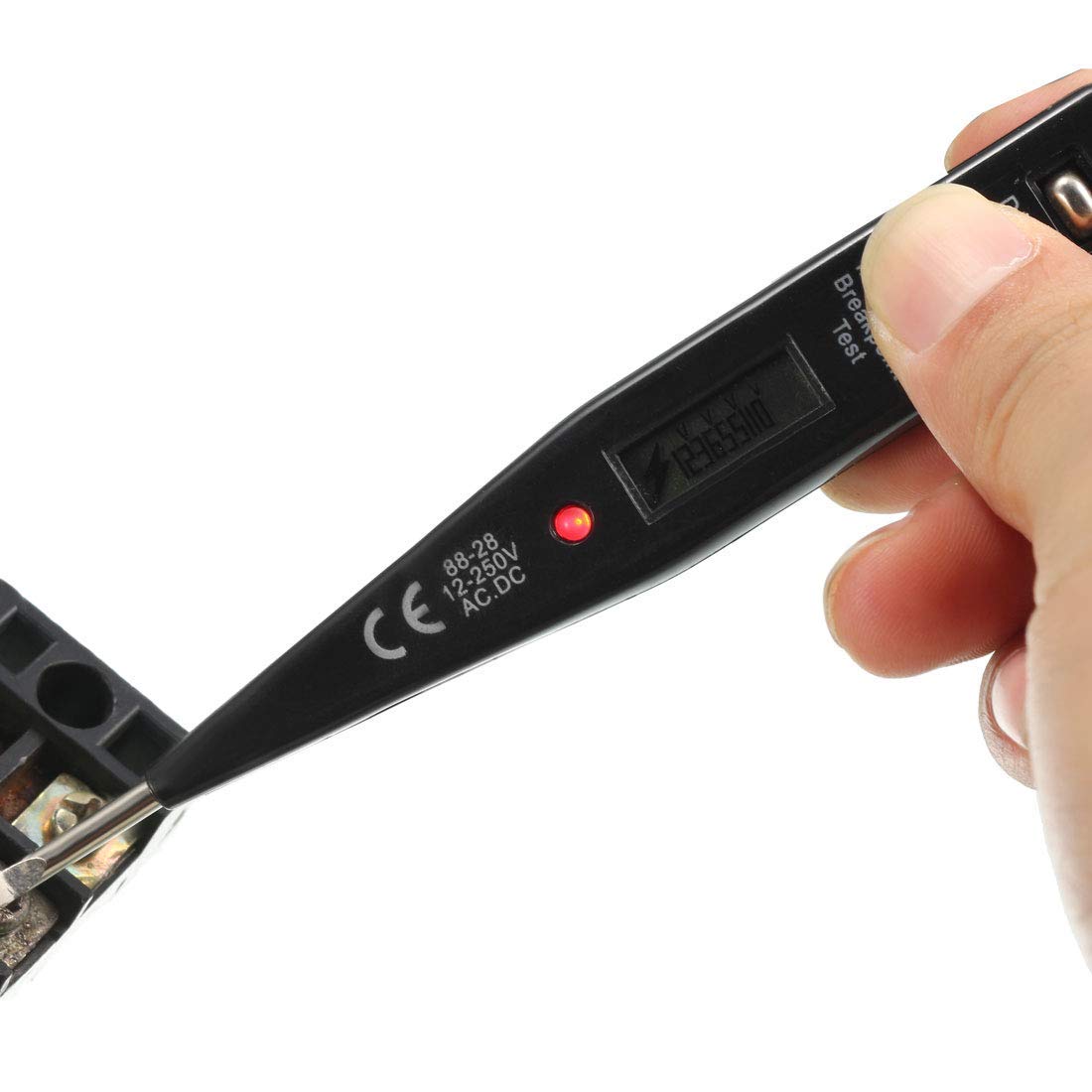 Digital Voltage Tester, Electric Pen Tournevis LCD Circuit Tester Detector Break Point Contact Test Pen 3mm Slot, 12-250V 5pcs