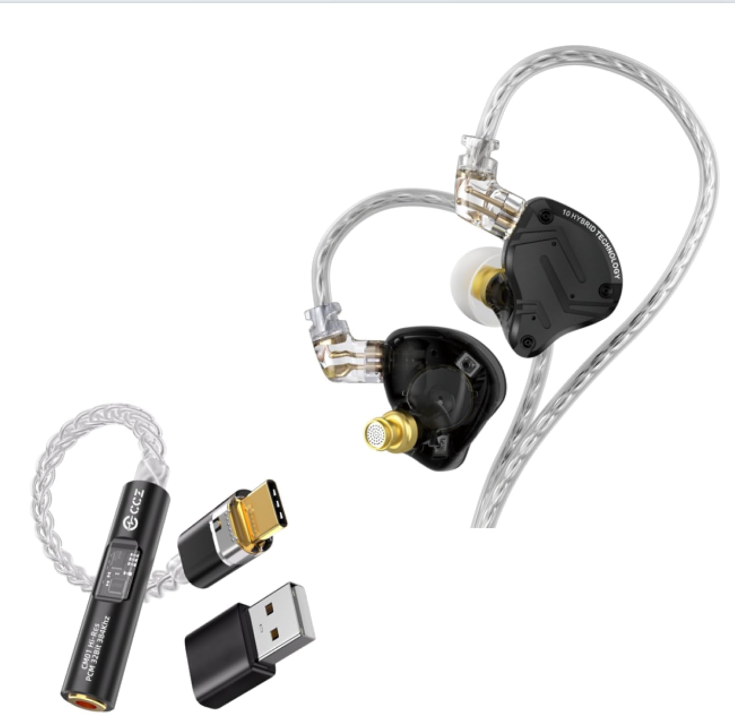 Yinyoo KZ ZS10 Pro X Auriculares HiFi + CCZ CM01 Adaptador DAC - Solución de Audio de Alta definición