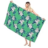 Microfiber Beach Towel Koala Towel Cute Koala Bears on Eucalyptus Tree, Oversized, Quick Dry (31" x 51") Sand Proof, Beach Blanket, Lightweight Towel for The Swimming, Sports, Beach, Gym,Mint Green
