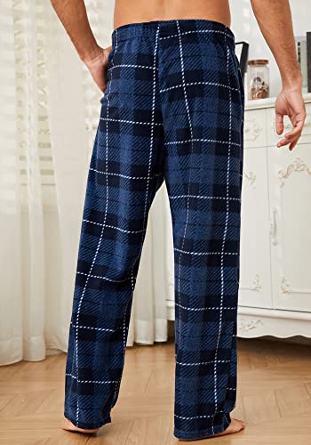 Image of U2SKIIN Mens Fleece Pajama Pants, Warm Plaid Lounge Pj Bottoms