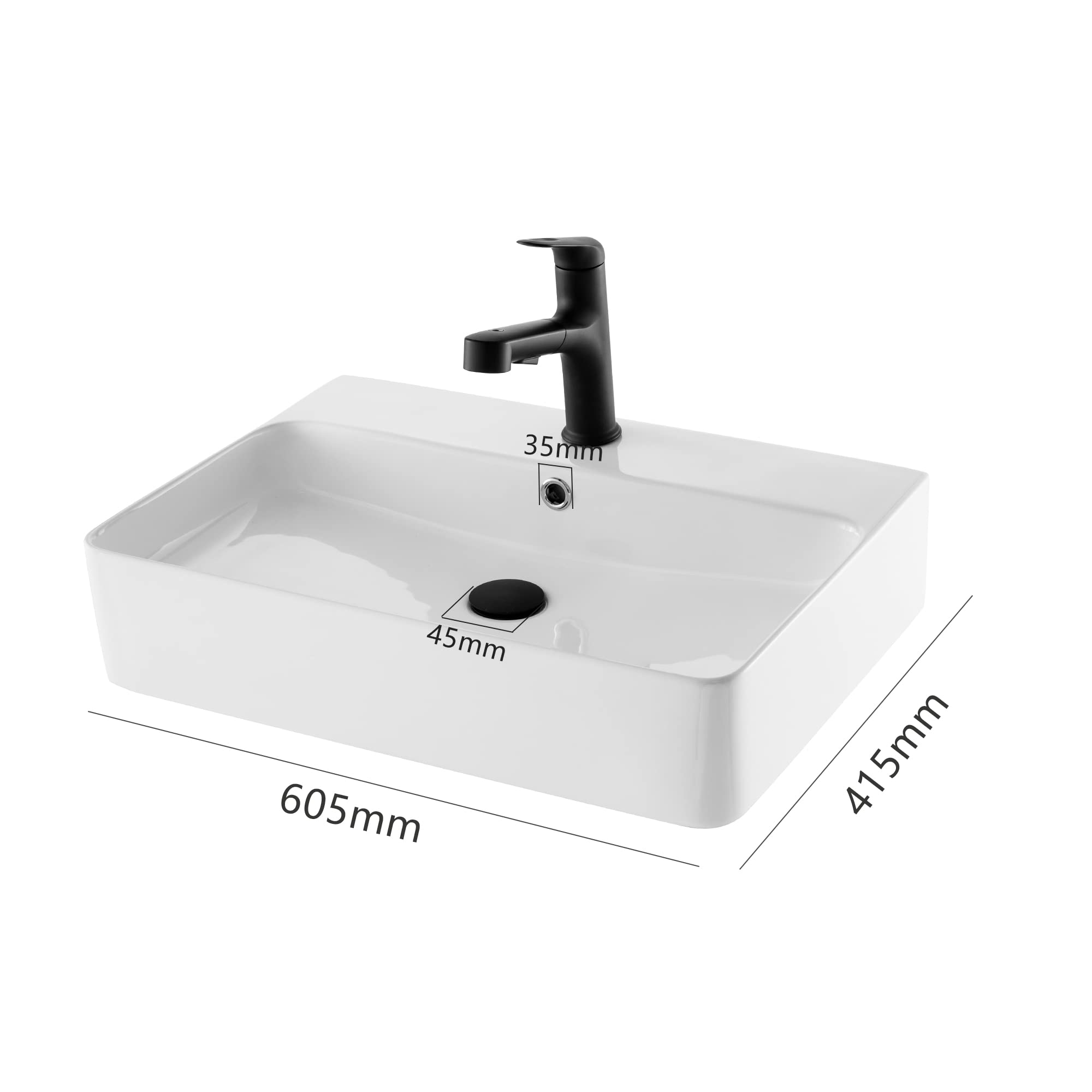 【Montaje en pared/montaje bajo posible】 esmalte de alta calidad, fácil de limpiar, ahorra espacio, ideal para baños pequeños, lavabos, lavabos blancos, lavabos de pared (60 cm cuadrado)