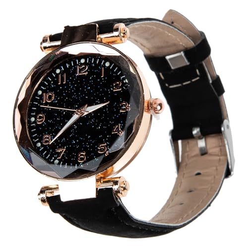 LIGHTAOTAO Reloj de Señora Correa de Cuero Mate y Esfera de Estrellas, Resistente al Desgaste, Cómodo para Usar en Fiestas y Compras Diarias