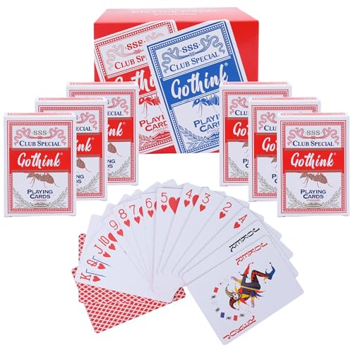 GOTHINK Playing Cards, 6 Pack, 6 Red Decks of...