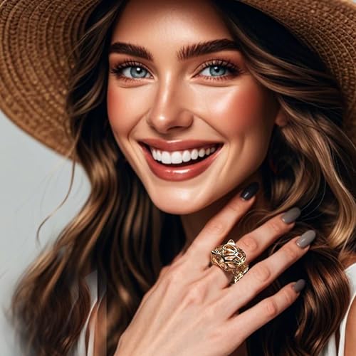 14K Gold Open 3D Mesh Leopard Head Ring & Stylish Personalised Ladies Jewellery Holiday Gifts3