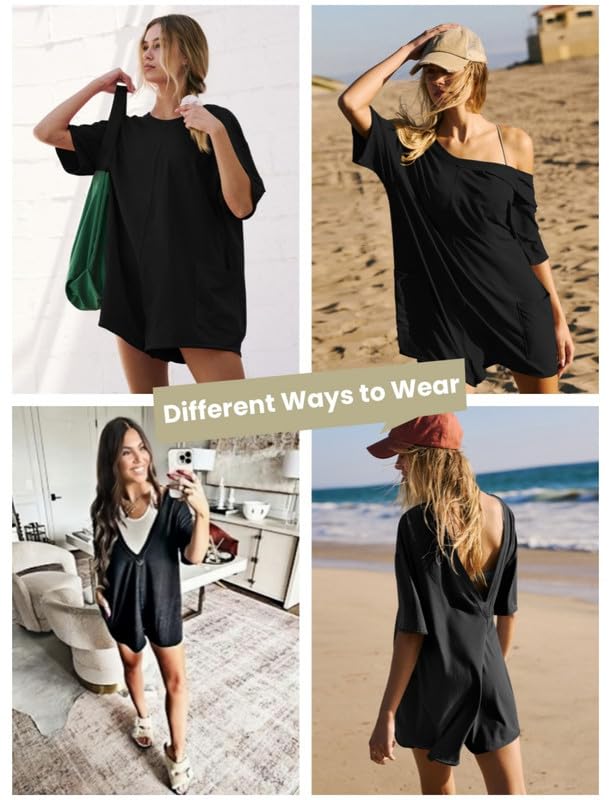 Mono Mujer Verano Manga Corta Jumpsuit Sexy Peto Suelto Pierna Ancha Overoles Casual Vestidos Playa