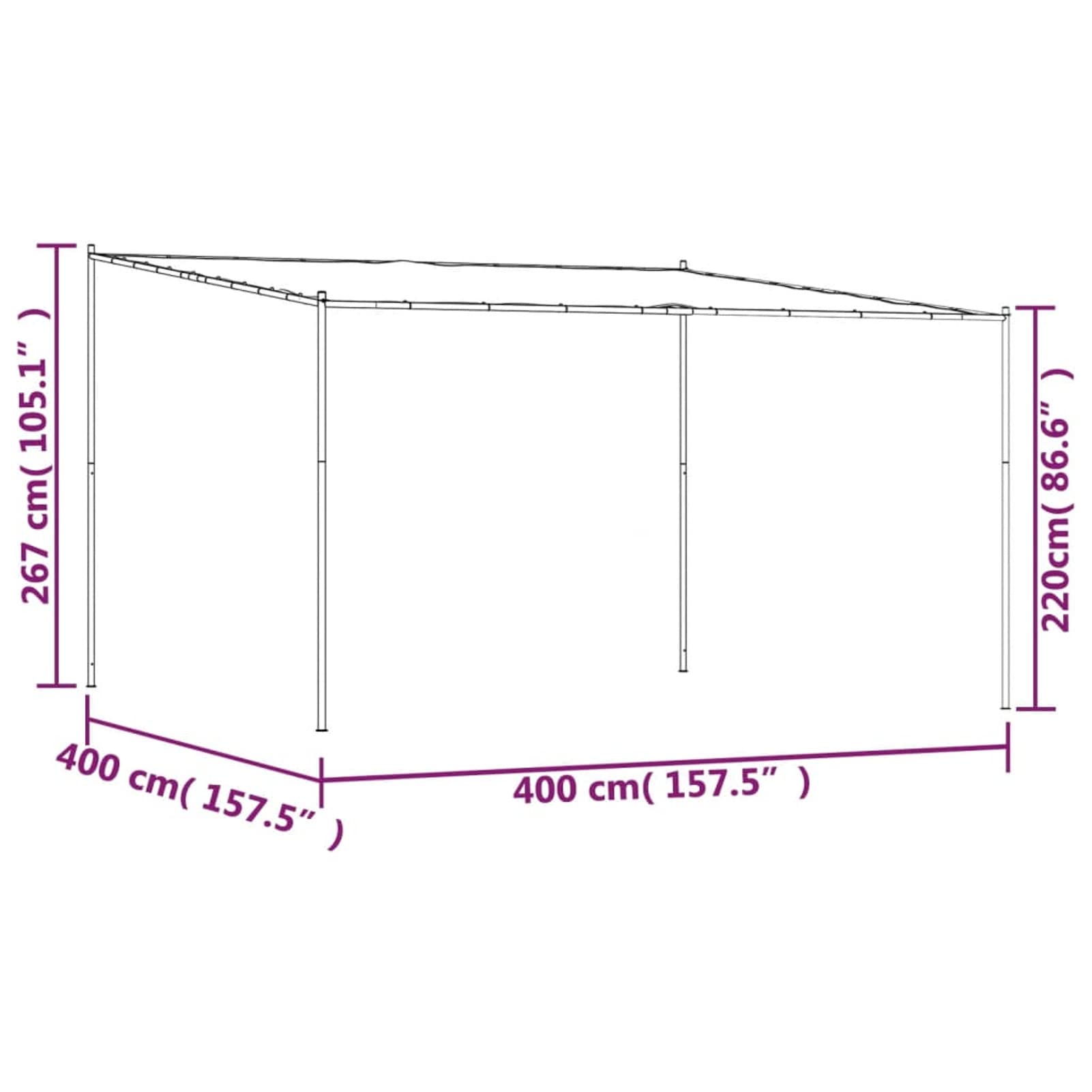 Gazebo Pergola Con Telo Impermeabile Richiudibile E Struttura Rettangolare In Acciaio Inossidabile Ad Alta Densità, Per Arredo Giardino, Terrazzo e Attività Commerciale,Gazebo Bian4x4 m 180 g