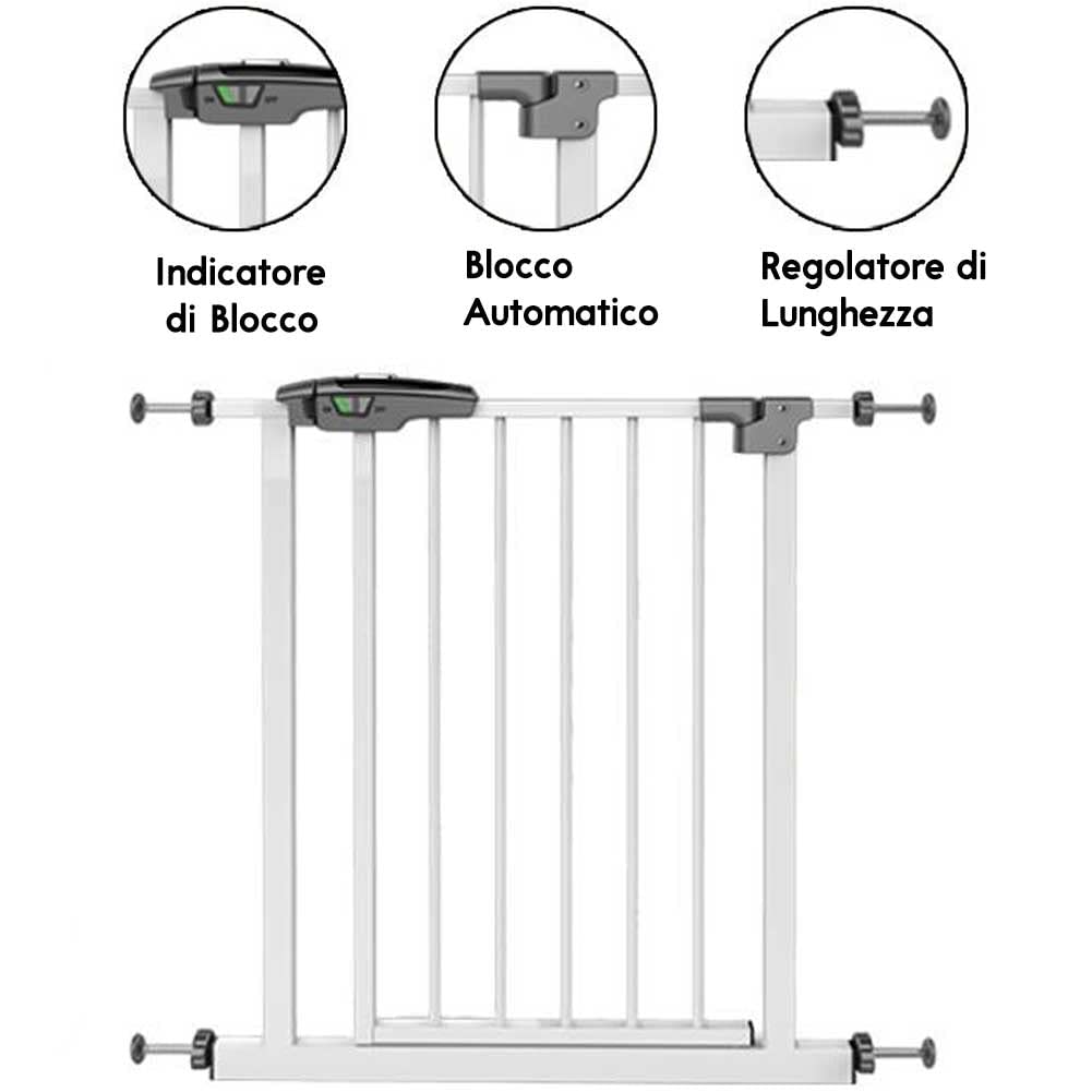 Puerta Clic Clac Seguridad para niños Animales Cachorros extensible Canutillos Rejilla extensible hasta 85 cm Cierre bloqueo fijación a presión Doble sistema de seguridad escaleras y puertas