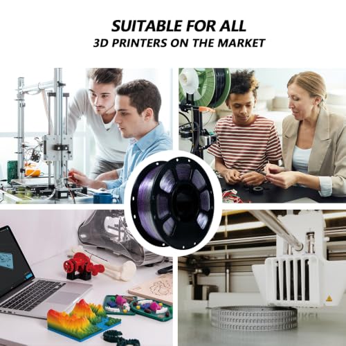 Image of iBOSS Transparent Filament Clear PETG Filament 1.75mm, PETG Glitter 3D Printer Consumables, 1kg Filament (2.2lbs), Dimensional Accuracy + /- 0.02 mm,Transparent PETG Glaze Yellow Purple Blue