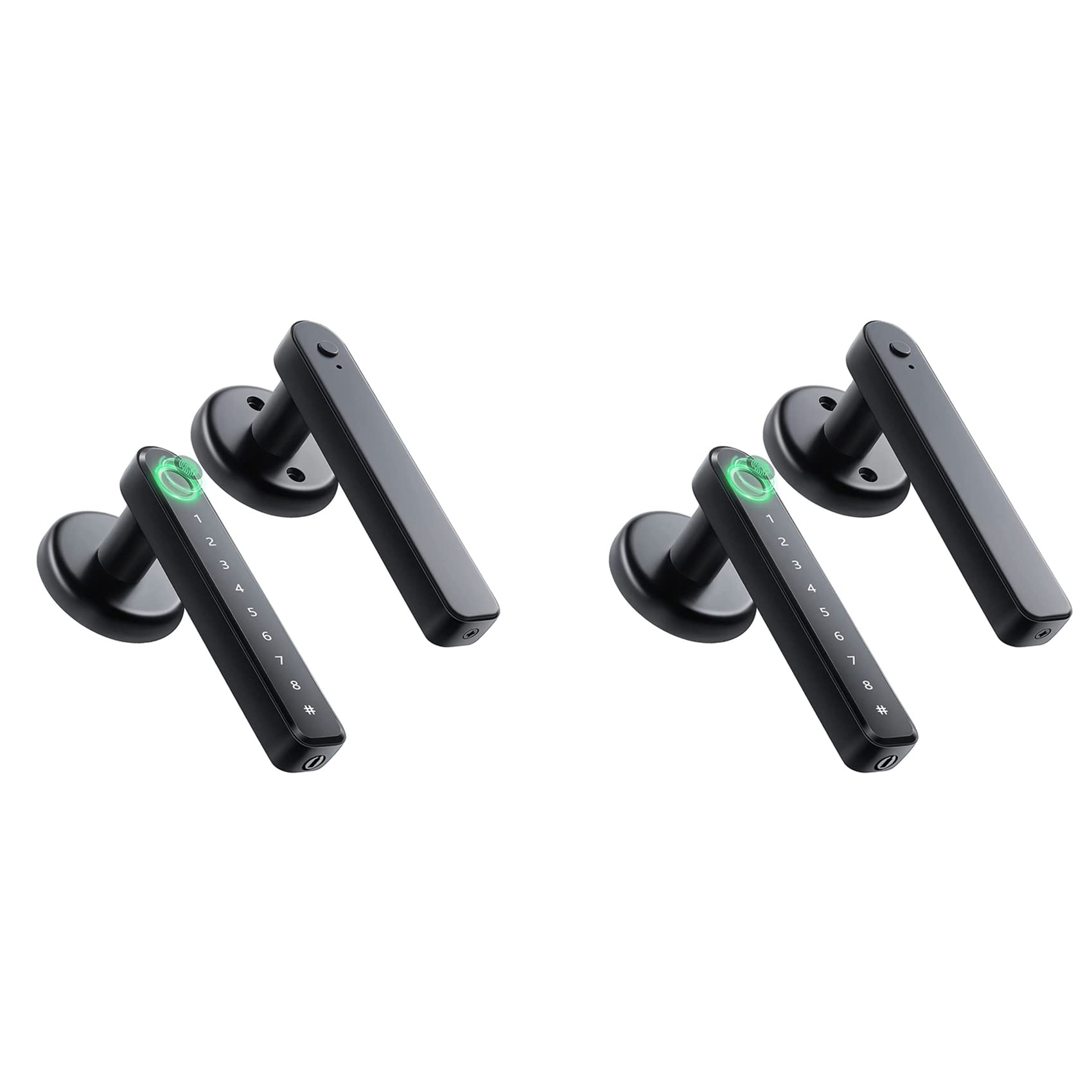 Jnchdghwa Black 2X Fingerprint Smart Door Lock Door Knob With Keypad Keyless Entry Door Lock With Handle For Home Hotel Apartment