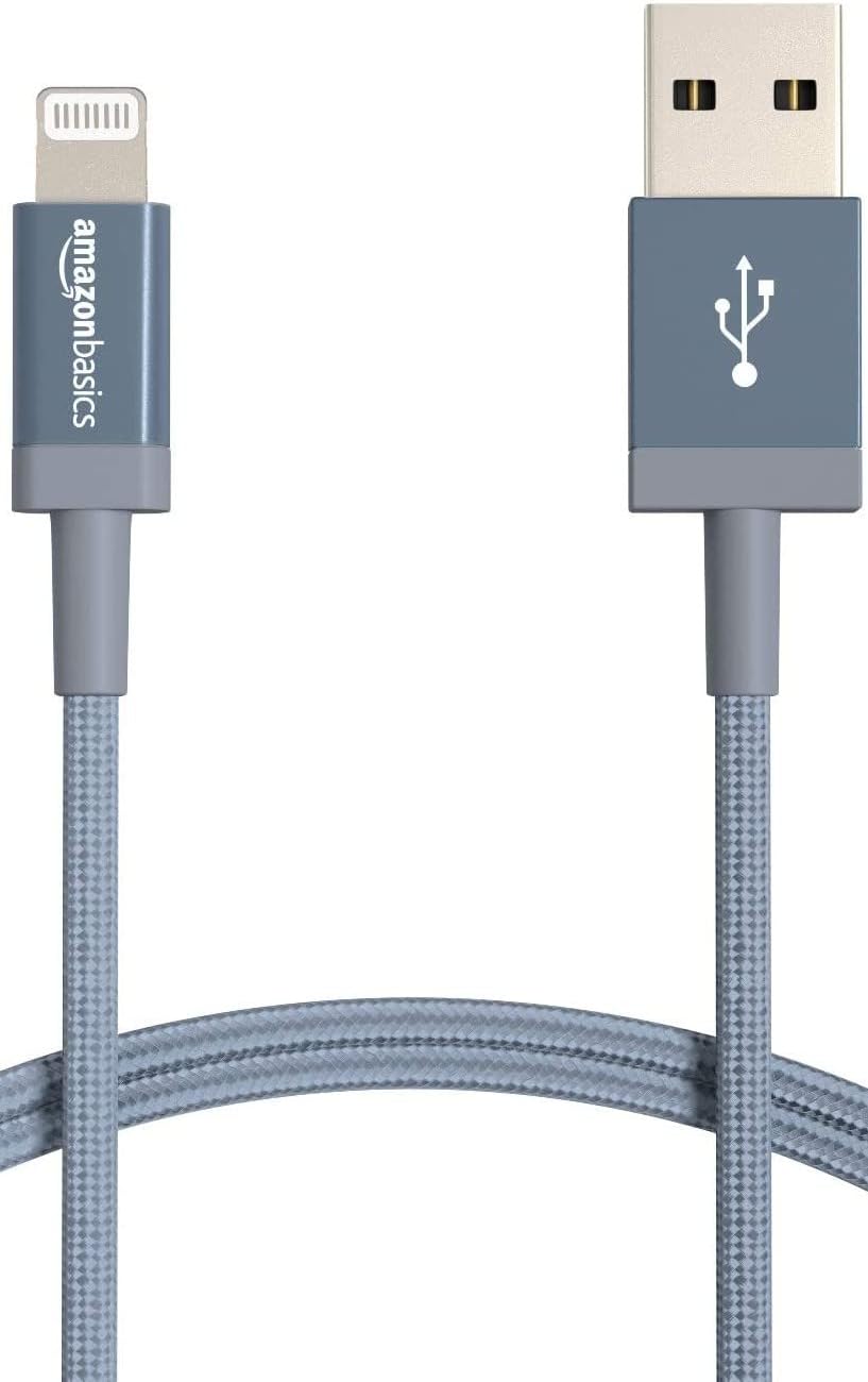 USB-A to Lightning Cable, Apple MFi Certified, Nylon Braided Cord, Fast Charging, Durable, Sturdy, 3 Foot, Dark Gray